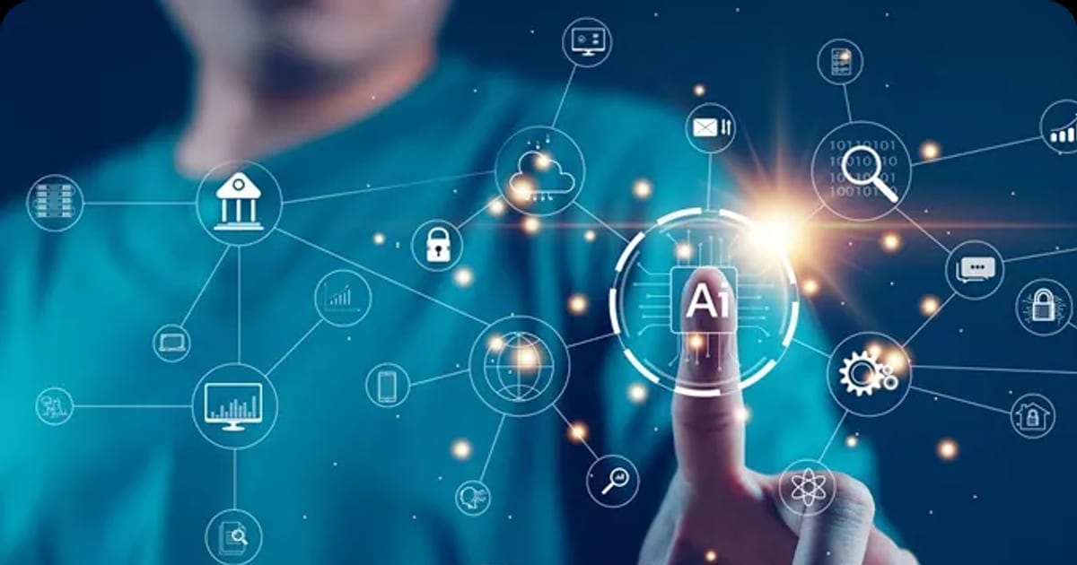 Hand selecting digital document and data icons, representing AI document processing