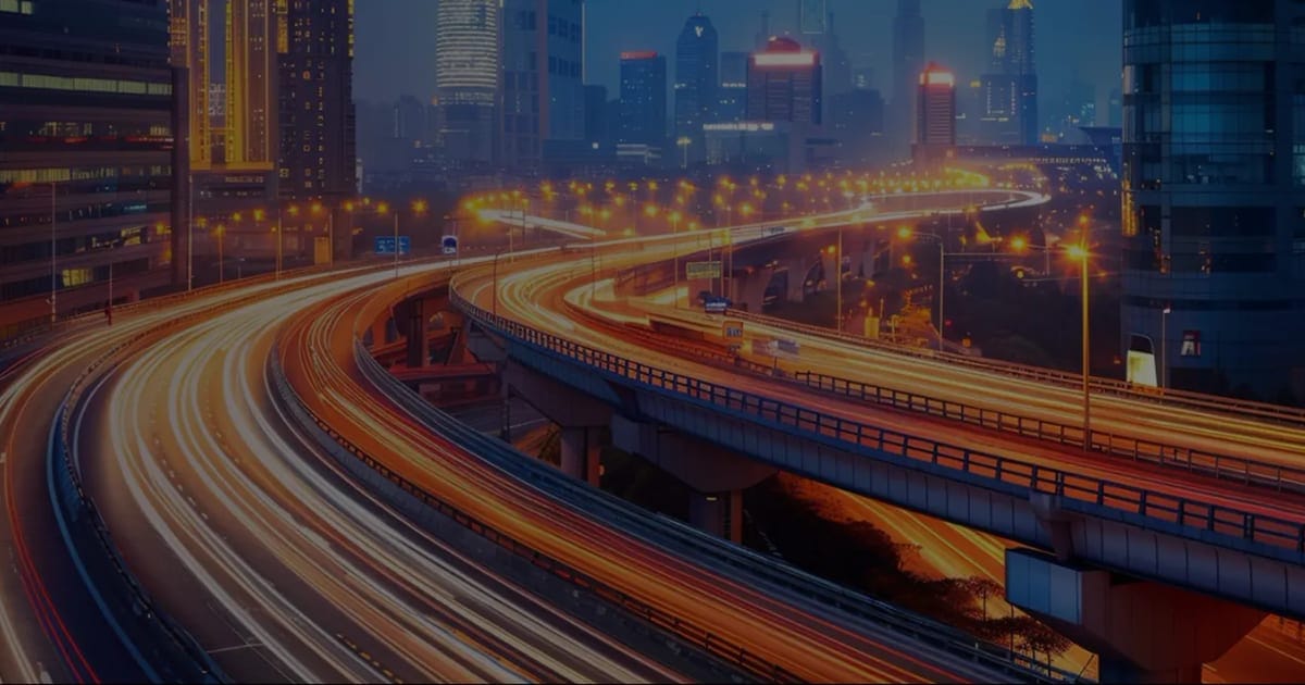 City highway light trails at night, representing fast and reliable cloud infrastructure
