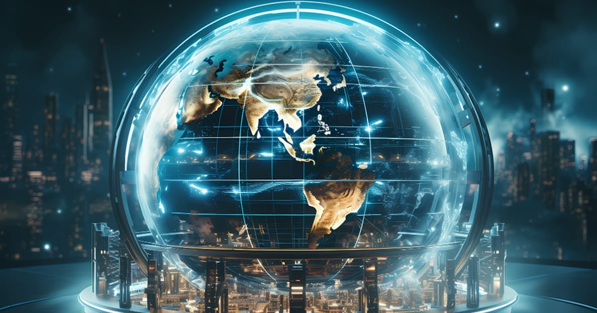 Glowing digital globe, representing business digital transformation